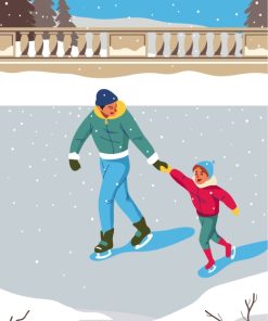 Father and Son Ice Skaters Paint By Numbers