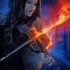 Fiery Woman Violinist Paint By Numbers