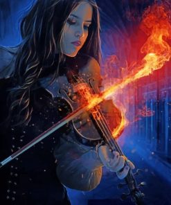 Fiery Woman Violinist Paint By Numbers
