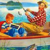 Fisherman and Son on Boats Paint By Numbers