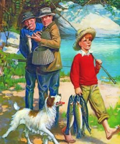 Fisherman and Dogs Paint By Numbers