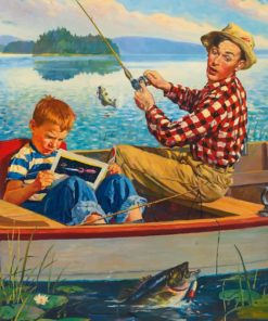 Fisherman and Boats Scene Paint By Numbers