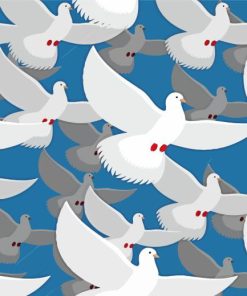 Flock of White Doves Paint By Numbers