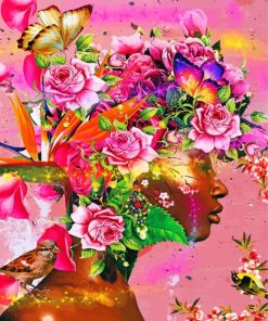 Floral African Woman Paint By Numbers