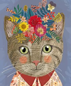 Floral Cat Animal Paint By Numbers