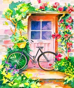 Floral Bike Door Paint By Numbers
