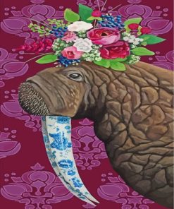 Floral Walrus Wildlife Paint By Numbers