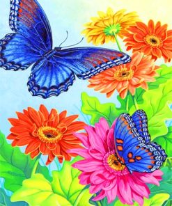 Colorful Butterfly Blooms Paint By Numbers