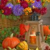 Autumn Pumpkin and Flowers Paint By Numbers