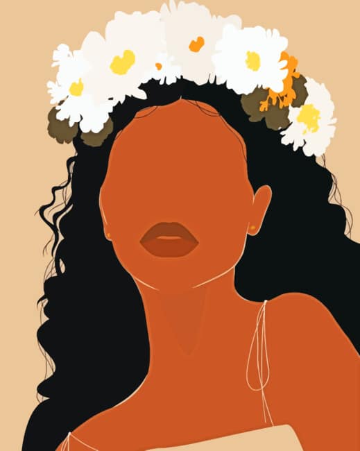 Finalizing Black Girl Flowers Paint By Numbers artwork