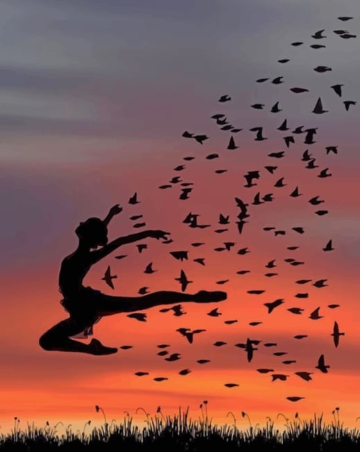 completed Girl Silhouette Freedom artwork