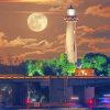Full Moon Lighthouse Tranquility Paint By Numbers
