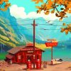 Lakefront Gas Station Paint By Numbers
