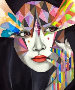 Geometric Colorful Woman Paint By Numbers