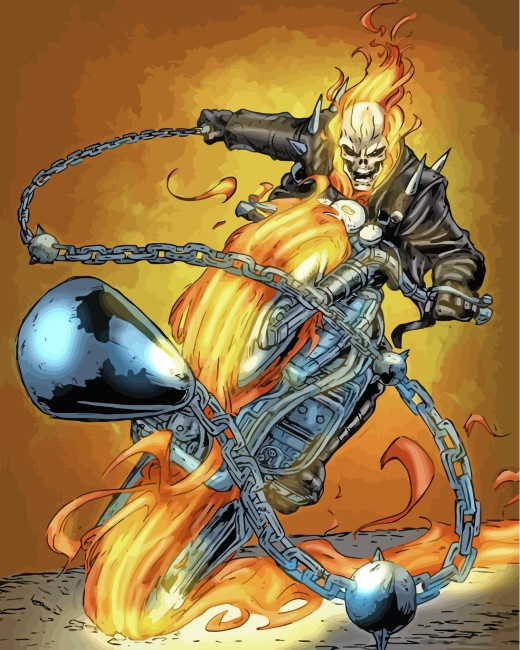 Finalizing Marvel Ghost Rider Paint By Numbers artwork