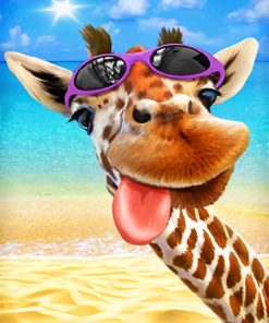 Crazy Giraffe Beach Paint By Numbers