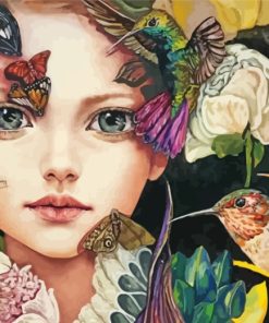 Girls and Birds Scenic Paint By Numbers