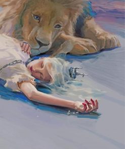 Girl and Lion Wildlife Paint By Numbers