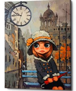 Anime Girl with Red Umbrella Paint By Numbers