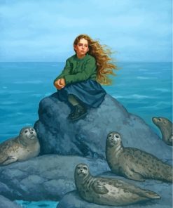 Girl with Seals Paint By Numbers