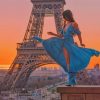 Parisian Girl by Eiffel Tower Paint By Numbers