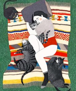 Girlfriend Sleeping with Cats Paint By Numbers