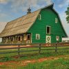 Green Countryside Barn Paint By Numbers