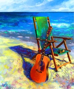 Guitar and Beach Calm Paint By Numbers