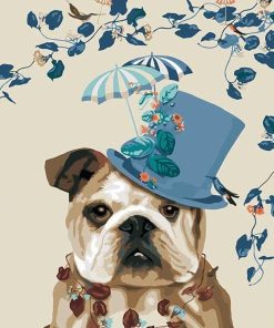 Stylish Dog Blue Hat Paint By Numbers