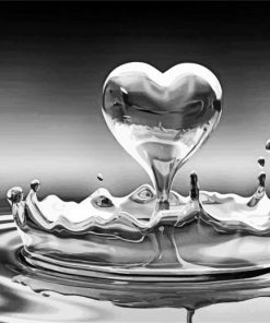 Heart Water Drop Black White Paint By Numbers