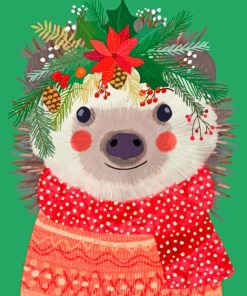 Christmas Hedgehog Illustration Paint By Numbers