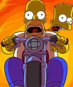 Homer Simpson on a Bike Paint By Numbers