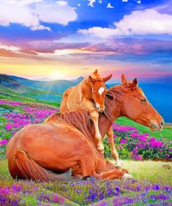 Horses and Foals in Nature Paint By Numbers