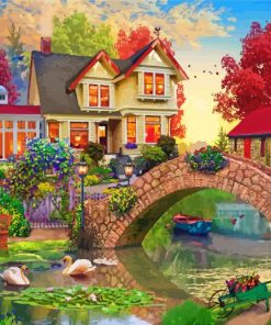 Lake House Landscape Paint By Numbers