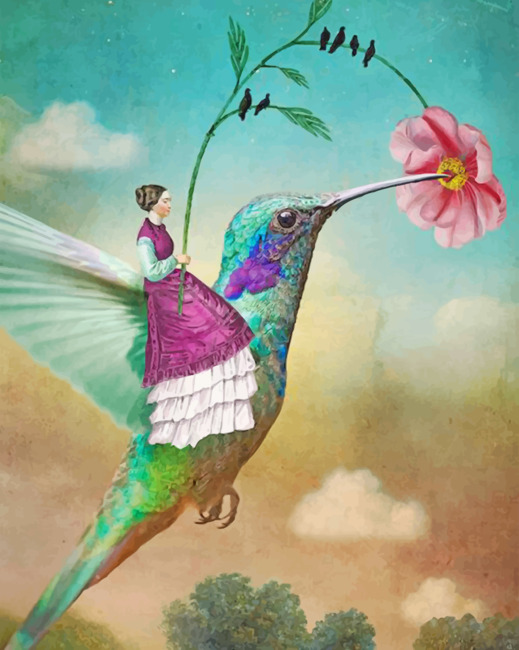 Finalizing the Woman and Hummingbird Paint By Numbers artwork