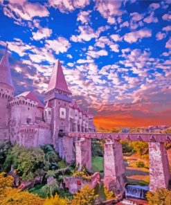 Hunyad Castle Sunset Scene Paint By Numbers