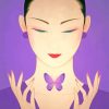 Japanese Woman with Purple Butterfly Paint By Numbers