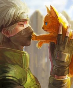Kakashi and Cat Anime Paint By Numbers