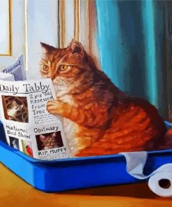 Cat Reading Newspaper Paint By Numbers