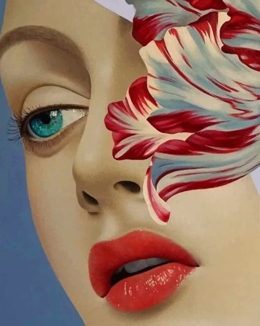 completed Flower Woman Paint By Numbers artwork