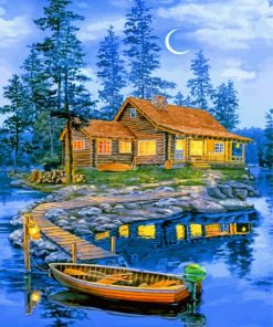 Lakeside Boat Scene Paint By Numbers