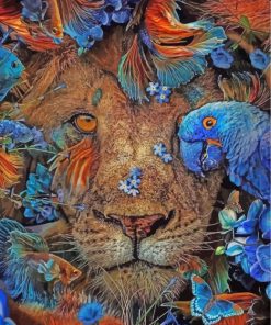 Lion and Parrot Paint By Numbers