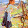 Little Girl Artists Paint By Numbers