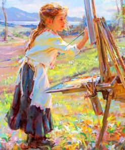Little Girl Artists Paint By Numbers