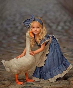 Girl and White Duck Paint By Numbers