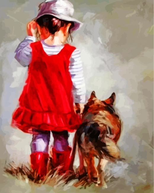Finalizing Little Girl and Dog Paint By Numbers artwork
