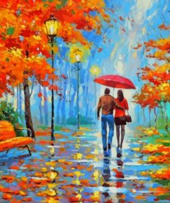 Lovers Under Red Umbrella Paint By Numbers