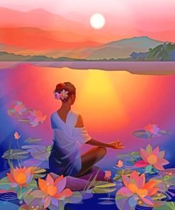 Meditation Vibes Woman Seascape Paint By Numbers