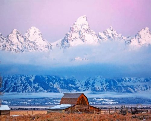 jackson hole mountain barn finished artwork