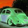 Mint Green VW Beetle Paint By Numbers